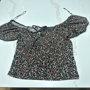 Black floral off the shoulder top #floral